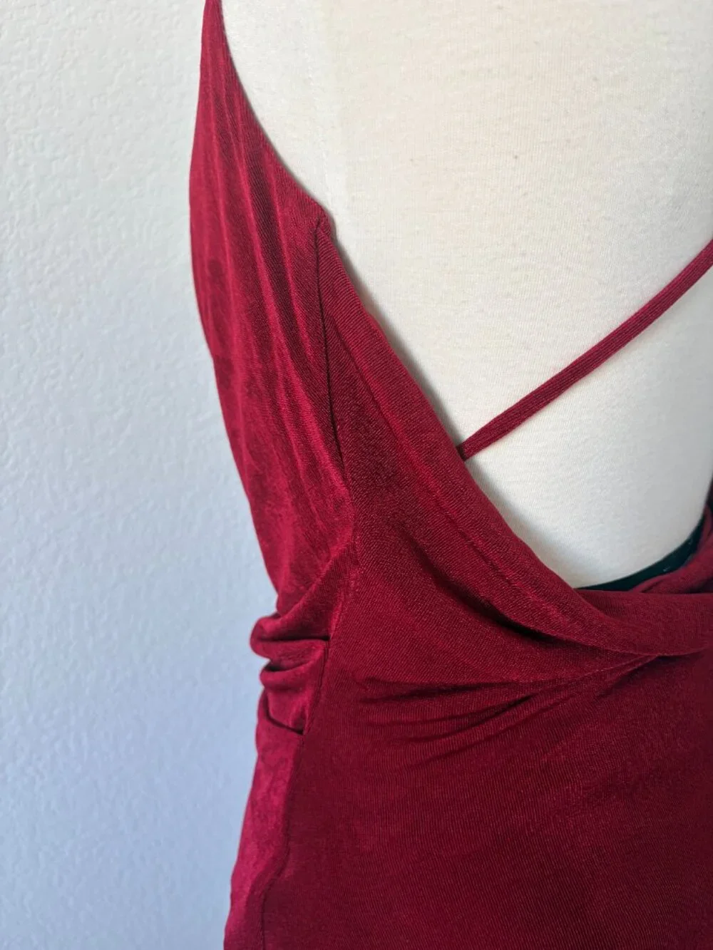 Sasha Therese Cowl Neck Strappy Open Back Mini Slip Metallic Dress S